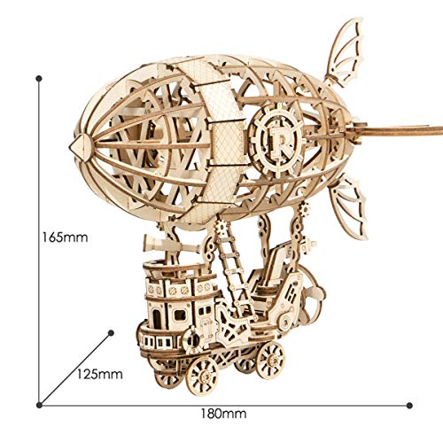 Rolife Build Your Own 3D Wooden Assembly Puzzle Wood Craft Kit Airship Model Gifts for Kids and Adults - WoodArtSupply