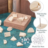 Pandahall 40Pcs Wood Earrings Studs Wooden Earring Blanks Wood Earring Findings Wheat Geometry Earring Posts with Ear Backs for Jewelry Making PH PandaHall