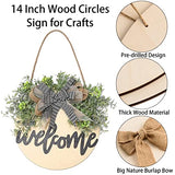 6 Pcs 14 Inch Wood Circles for Crafts Unfinished Wooden Slice Blank Round Wooden Door Hanger Sign Round Wooden Discs with Bows,Twine, Glue Point for AWIZOM