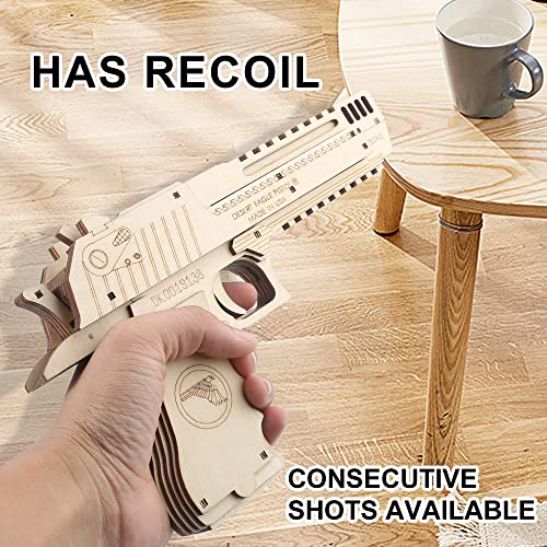 3D Wooden Puzzles, Desert Eagle Wood Gun Rubber Band Pistol Toys Machinery Model Best Gift Puzzle for Adults and Child VJOALIN
