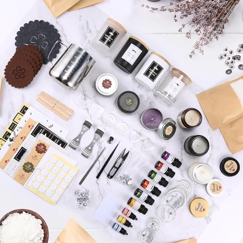 DOPXXBB Complete Candle Making Kit, DIY Candle Making Supplies for Adults, Include Soy Wax, Candle Cups & Tins Candle Wicks & Light Aroma Type - WoodArtSupply