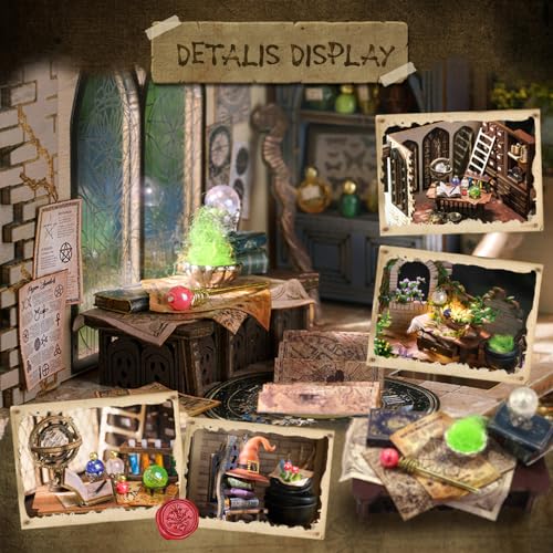 CUTEBEE DIY Dollhouse Miniature Kit, DIY Wooden Dollhouse Kit Miniature House Kit Tiny House Kit, Creative Room Idea (Magic House) CUTEBEE