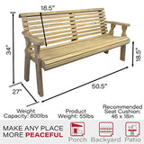 CAF Amish Heavy Duty 800 Lb Roll Back Pressure Treated Garden Bench (4 Foot, Unfinished) Amish Casual
