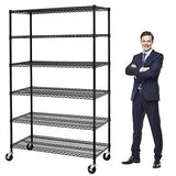 YYkokocat 6000Lbs Capacity Heavy Duty Storage Shelves Commercial Wire Shelving Unit and Storage Adjustable NSF 6 Tier Metal Rack Shelf on Wheels for YYkokocat