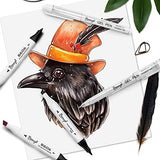 Bianyo Black Alcohol Markers Set, Set of 12, Dual Tip Bullet & Chisel Art Marker Set with Pen Case for Drawing, Sketching, Outlining, Highlighting, Bianyo