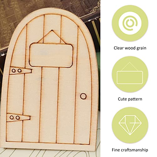 Happyyami 20pcs Fairy House Door Unfinished Wood Slices Garden Fairy Door miniture House Furniture Miniature elf Door Fairy Ornament DIY Craft - WoodArtSupply