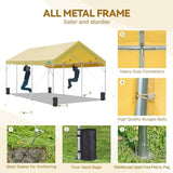 ADVANCE OUTDOOR 10x20 ft Heavy Duty Carport with Adjustable Height from 9.5ft to 11ft, Car Canopy Garage Shelter Boat Wedding Party Tent, Beige ADVANCE OUTDOOR