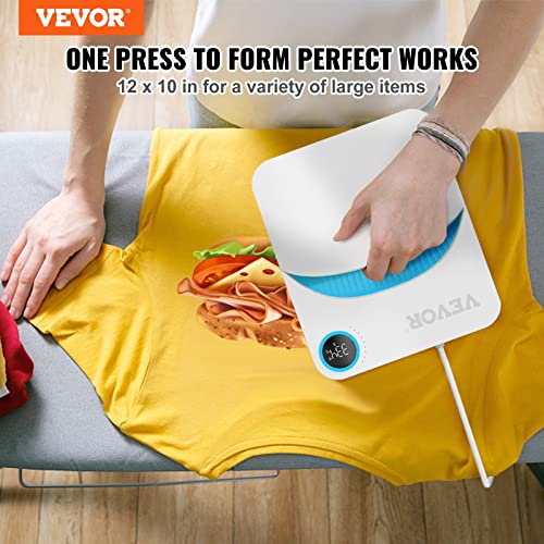 VEVOR Heat Press Machine,10x12inches Portable Shirt Printing Multifunctional Sublimation Transfer Heat Press Machine Teflon Coated, Easy Iron-on VEVOR