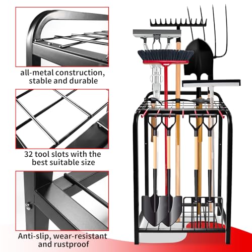 Trieez Heavy Duty Garden Tool Storage, Alloy Steel Garden Tool Organizer - Sturdy Metal Garden Tool Organizer for Garage, Tools, Shed, Yard Tool - WoodArtSupply