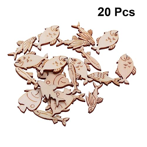 Wedding Decor 20pcs Wood Pieces Sea Animals Wood DIY Crafts Cutouts Wooden Ocean Animals Slices Embellishments for Art Crafts Fish Sewroro