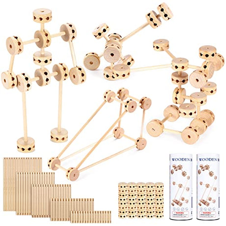 Zhanmai 2 Sets 120 Pieces Wooden Building Blocks Toys Kids Wooden Toys Educational Natural Wood Toys Learning Wooden Blocks Different Sized Toy Zhanmai