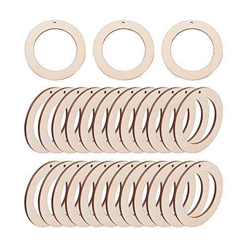 40pcs Undyed Wood Charms Pendants Circle Linking Rings Wooden Charms Ornaments for DIY Crafts Making and Decoration (Antique White, 80mm) EEE ELECRELIVE