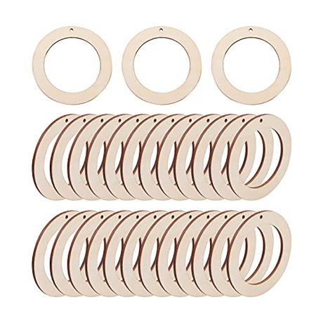 40pcs Undyed Wood Charms Pendants Circle Linking Rings Wooden Charms Ornaments for DIY Crafts Making and Decoration (Antique White, 80mm) EEE ELECRELIVE