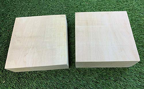 Set of 2 Basswood Bowl Blanks for Turning, Measuring 8 x 8 x 2 Inches, Suitable Carving/Whittling Block