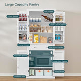 usikey 72” Kitchen Pantry Cabinet, Tall Storage Cabinet with 4 Doors and 1 Drawer, Freestanding Cupboard with 6 Hanging Shelves and Adjustable usikey