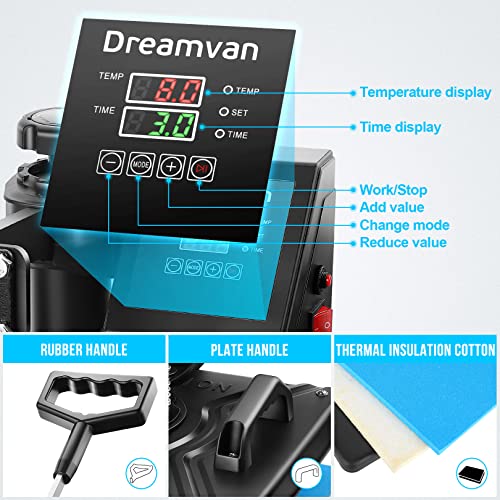 WHUBEFY Heat Press,8 in 1 Multifunctional Tshirt Printing Machine 15"x12" Digital Industrial Heat Transfer Machine,Swing Away Sublimation Heat Press Whubefy