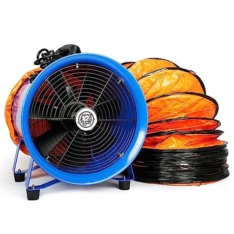 Sewinfla 520W/12inches Utility Blower, Portable Ventilator Exhaust Fan with 33ft PVC Flexible Duct Hose, Low Noise Heavy Duty Cylinder Fan for Home & Sewinfla