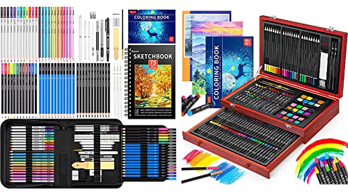 iBayam 78-Pack Drawing Sketching Kit & 150-Pack Deluxe Wooden Art Set