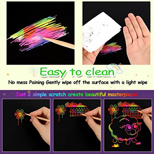 ZMLM Scratch Paper Art Craft Christmas Gift: 2 Pack Rainbow Scratch Art Set for Kids Drawing Coloring Craft Black Magic Art Supplies Kits for Girls