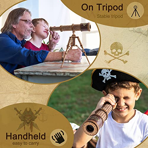 ROKR 3D Puzzles for Adults Wooden Telescope Building Model Kit with Tripod for Adults -3X Magnification Science Kit Gifts for Boy/Girls - WoodArtSupply