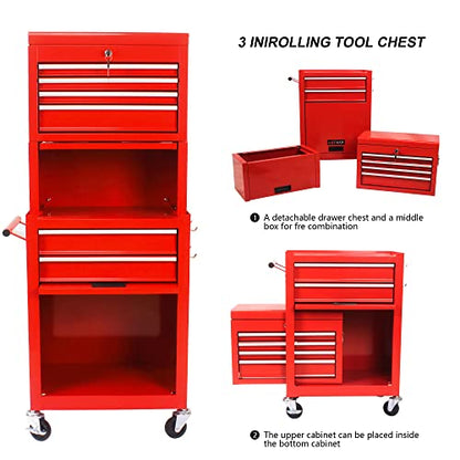 Rolling Tool Chest, 6 Drawers Rolling Tool Chest with Wheels, Portable Rolling Tool Box on Wheels, High Capacity Tool Chest Organizer for Garage,