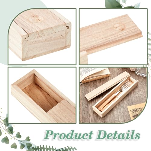 Suzile 12 Pcs Unfinished Wood Box with Sliding Lid 9 x 2.2 x 1.2 Inch Small Wood Box Case Container Gift Jewelry Box Pencil Box for Christmas Wedding