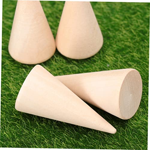 VILLCASE 30 Pcs Miniature Holder Cone Wood Mini Monitor Wood Am Ornament Jewelry Holder Stand Wood Decorative Peg Miniature Paint DIY Craft Cone