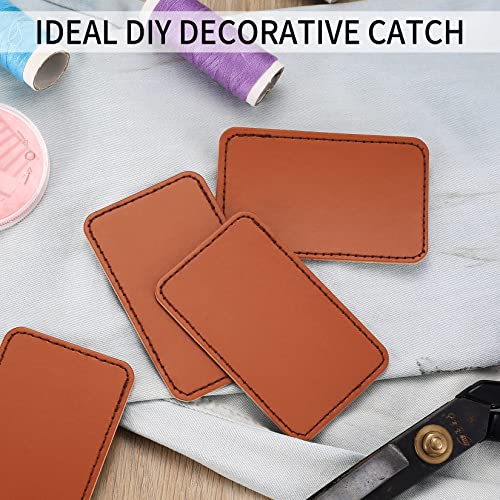 40 Pcs Leatherette Hat Patches with Adhesive, Blank Rectangle Faux Leather Patches for Custom Hats Clothes Bags DIY Crafts Fabric Repair Sew Laser ywchoshe