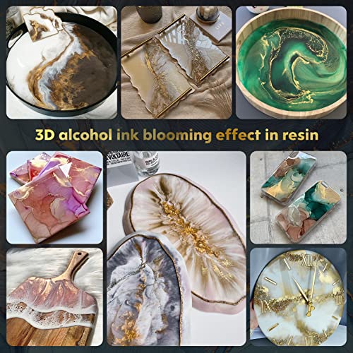 Metallic Alcohol Ink Set - 12 Metal Color Alcohol-Based Resin Inks, High Concentrated Extreme Shimmer with Gemstone Mixatives for Epoxy Resin Petri