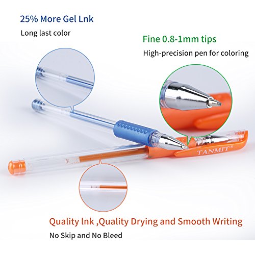 TANMIT Gel Pens, 36 Colors Gel Pens Set for Adult Coloring Books, Colo ...