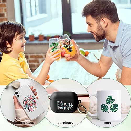 Tintnut Tropical Leaves Permanent Vinyl - 10 Sheets 12"x10", Pineapple Hawaiian Floral Pattern Vinyl Compatible with Cricut Machine, Patterned Tintnut