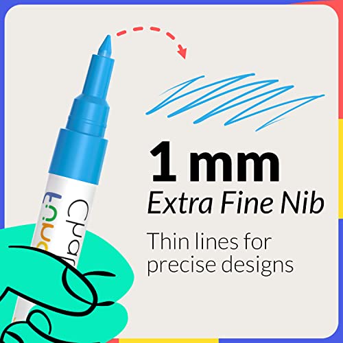 Funcils 10 Extra Fine Tip Chalk Markers for Chalkboard Signs, Blackboard, Window, Labels, Bistro, Glass, Car (10 Pack, 1mm) - Wet Wipe Erasable Ink Funcils