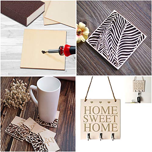 Blisstime 50PCS 4x4 Inch Wood Squares Unfinished Square Wood Pieces for Crafts,Painting, Writing, DIY Supplies, Engraving and Carving, Home Blisstime