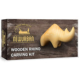 Wood Carving Kit for Beginners - Whittling kit with Rhino - Linden Woodworking Kit for Kids, Adults - Wood Carving Stainless Steel Knife with Wooden NEWURBAN