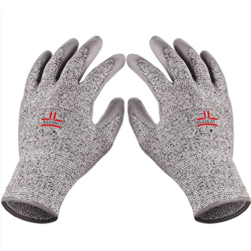 SAFEAT Safety Grip Work Gloves for Men and Women – Protective, Flexible, Cut Resistant, Comfortable PU Coated Palm. Complimentary Ebook Included.