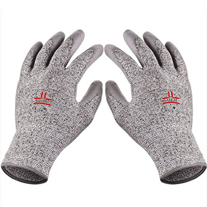 SAFEAT Safety Grip Work Gloves for Men and Women – Protective, Flexible, Cut Resistant, Comfortable PU Coated Palm. Complimentary Ebook Included.