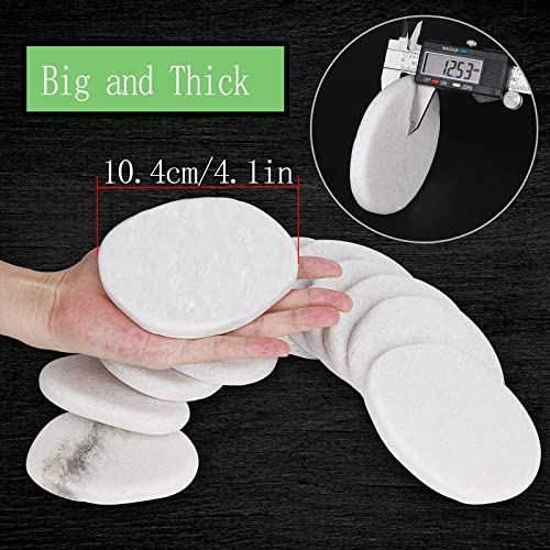 Lulonpon 12 Pieces Large Painting Rocks, 3-4 Inches White Rocks for Painting,Smooth Rocks Bulk,Flat Rocks,Natural Smooth Surface Arts and Crafting