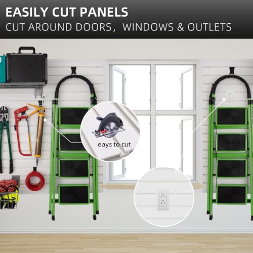 Slatwall Panel Garage Wall Organizer Heavy Duty Wall Mounted, PVC Slat Wall Panels Garage Wall and Home Organizer Storage System, Garage Slatwall for FRAYSCENT