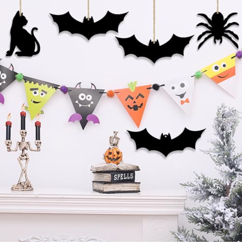 30pcs Unfinished Halloween Bat Wood DIY Crafts Cutouts Wooden Bat Shaped Hanging Ornaments for Halloween Party Haunted House Decorations JEKEJIAJIU