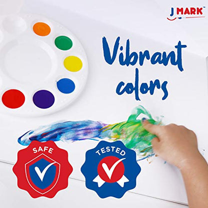 J MARK Complete Toddler Washable Finger Paint Set, Large Finger Paint Pad, Tempera Finger Paints, Smock and More - WoodArtSupply