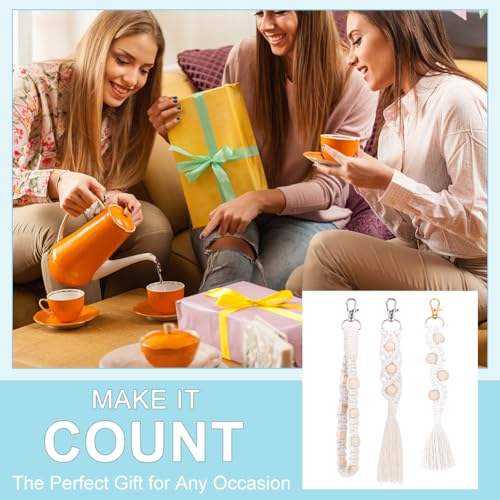 INFUNLY 7 in 1 DIY Macrame Kit All in One Macrame Kits for Adults Beginners White Macrame Hanging Charms for Decoration Easy Macrame Keychain Kits INFUNLY
