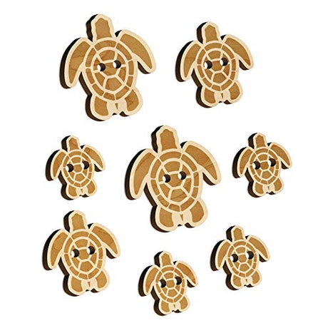 Sea Turtle Tribal Wood Buttons for Sewing Knitting Crochet DIY Craft - Small 0.75 Inch (12pcs) Sniggle Sloth