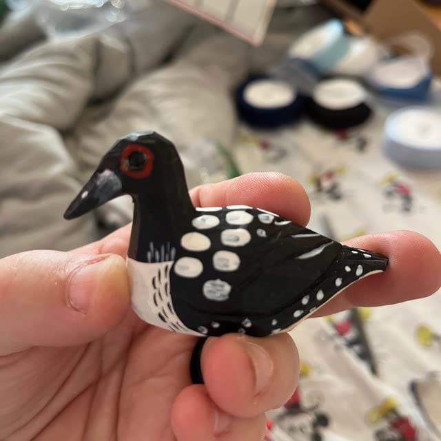 Selsela Common Loon Wooden Figurine Small Animal Garden Statue Carving Decoration Small Animals Selsela