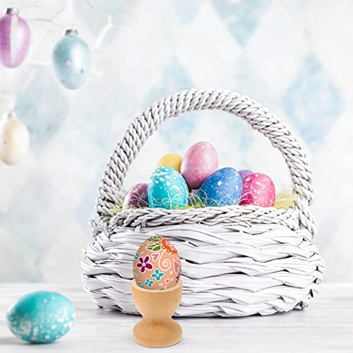 Amosfun 12PCS Wooden Egg Cup Holders Stands DIY Blank Unfinished Wooden Egg Stands Holders 1.1" x 1.3" Amosfun