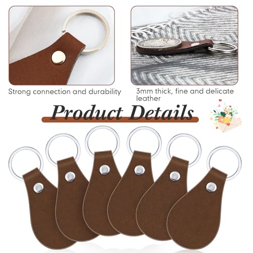 Taiyin 30 Pcs Leather Key Fob Kit for DIY Craft, PU Leather Key Fobs Blanks with Rivets and Key Rings for Laser Engraving Keychain Making Leather Taiyin