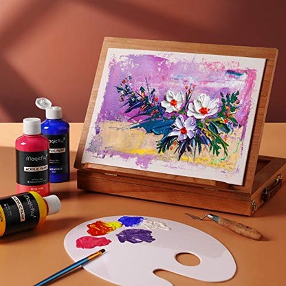 Magicfly Bulk Acrylic Paint Set, 14 Rich Pigments Colors (280 ml/9.47 fl oz.) Acrylic Paint Bottles, Non-Fading, Non-Toxic Craft Paints for Painting