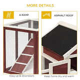 PawHut 48" Wooden Rabbit Hutch Bunny Cage with Waterproof Asphalt Roof, Fun Outdoor Run, Removable Tray and Ramp, Brown PawHut