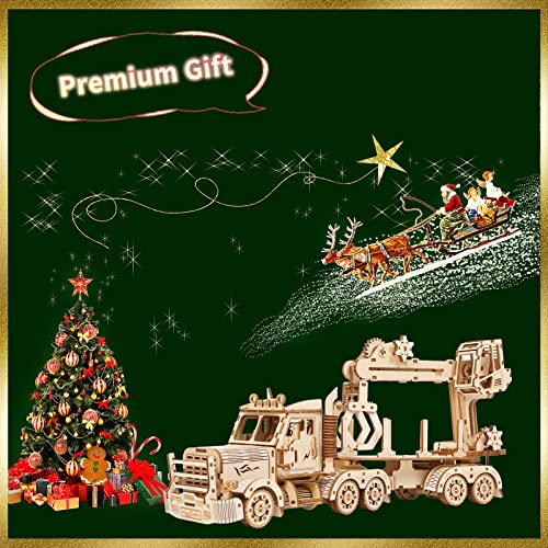 3D Wooden Truck Crane Puzzle Kit for Adults – Challenging DIY Model Building Craft by Hallisun Hallisun