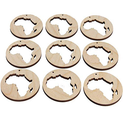 ALL SIZES BULK (12pc to 100pc) Unfinished Wood Laser Cutout AFRICA Dangle Earring Jewelry Blanks Charms Shape Crafts Made in Texas