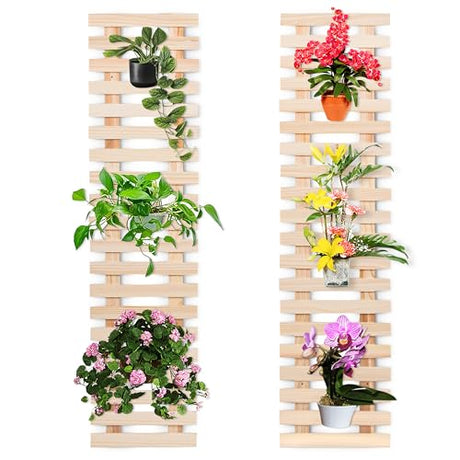 2 pk Natural Wooden Hanging Planter-Two Pack, Vertical Garden Indoor/Outdoor, Garden Décor, Greenery, Flower Rack, Rustic Shelf Outdoor Patio Flower WoodArtSupply